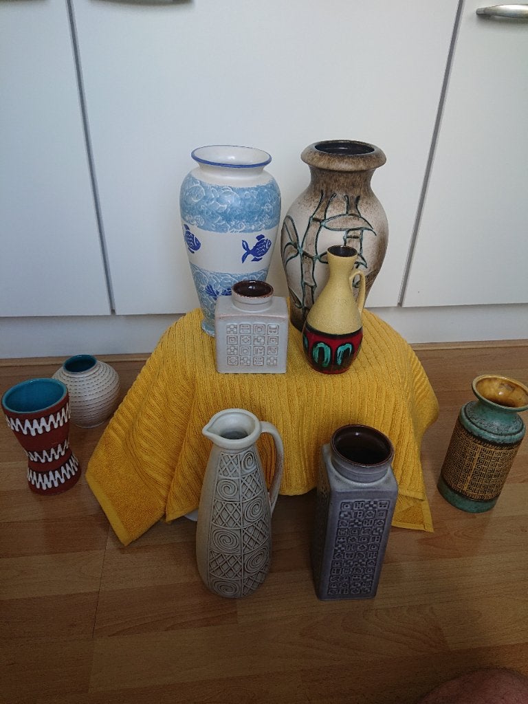 Vintage West Germany Vazen 9 Stuks, Ophalen, Vaas, Steen/keramiek