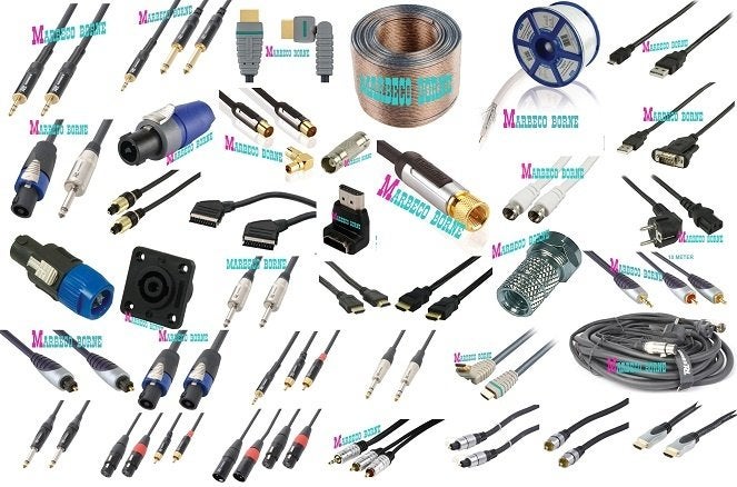 Audiokabels, Toslink, RCA, HDMI, Optisch, XLR, Speakon, NL2, Diversen, Nieuw, Info@marbeco.nl, Apparatuur