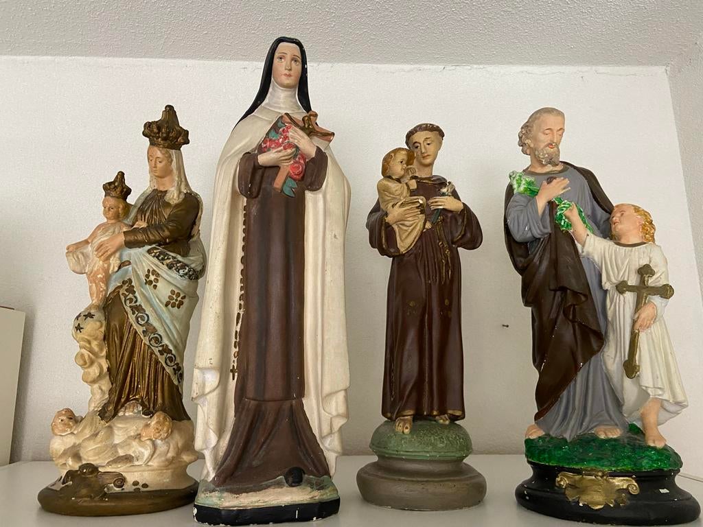 Set van 4 religieuze beelden - Heiligenfiguren, Antiek en Kunst, Antiek | Religie, Ophalen