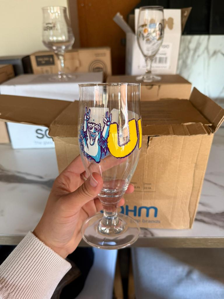 Uitlje bier glazen 9x, Verzamelen, Ophalen, Zo goed als nieuw