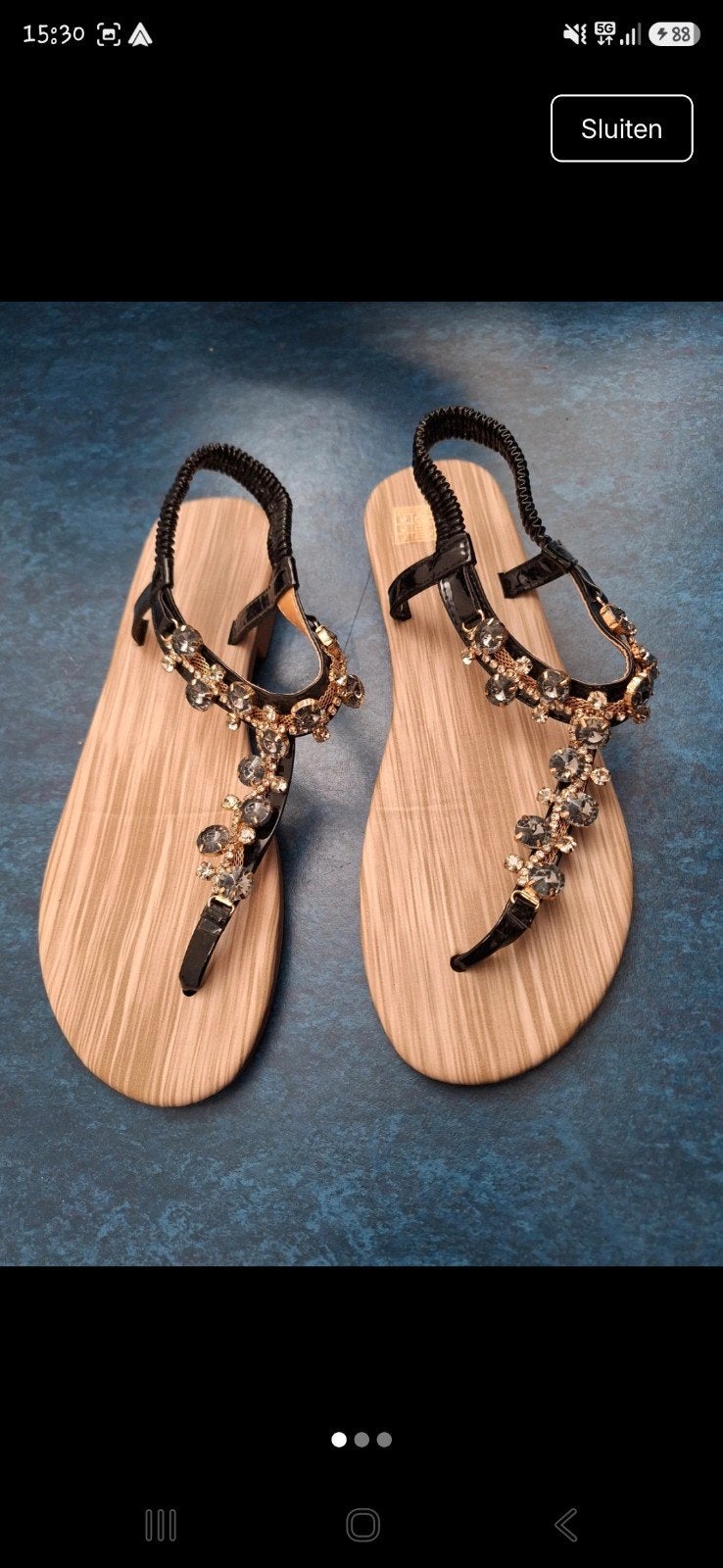 Zwarte Bling Sandalen Maat 41, Ophalen of Verzenden, Gedragen, Zwart, Sandalen of Muiltjes