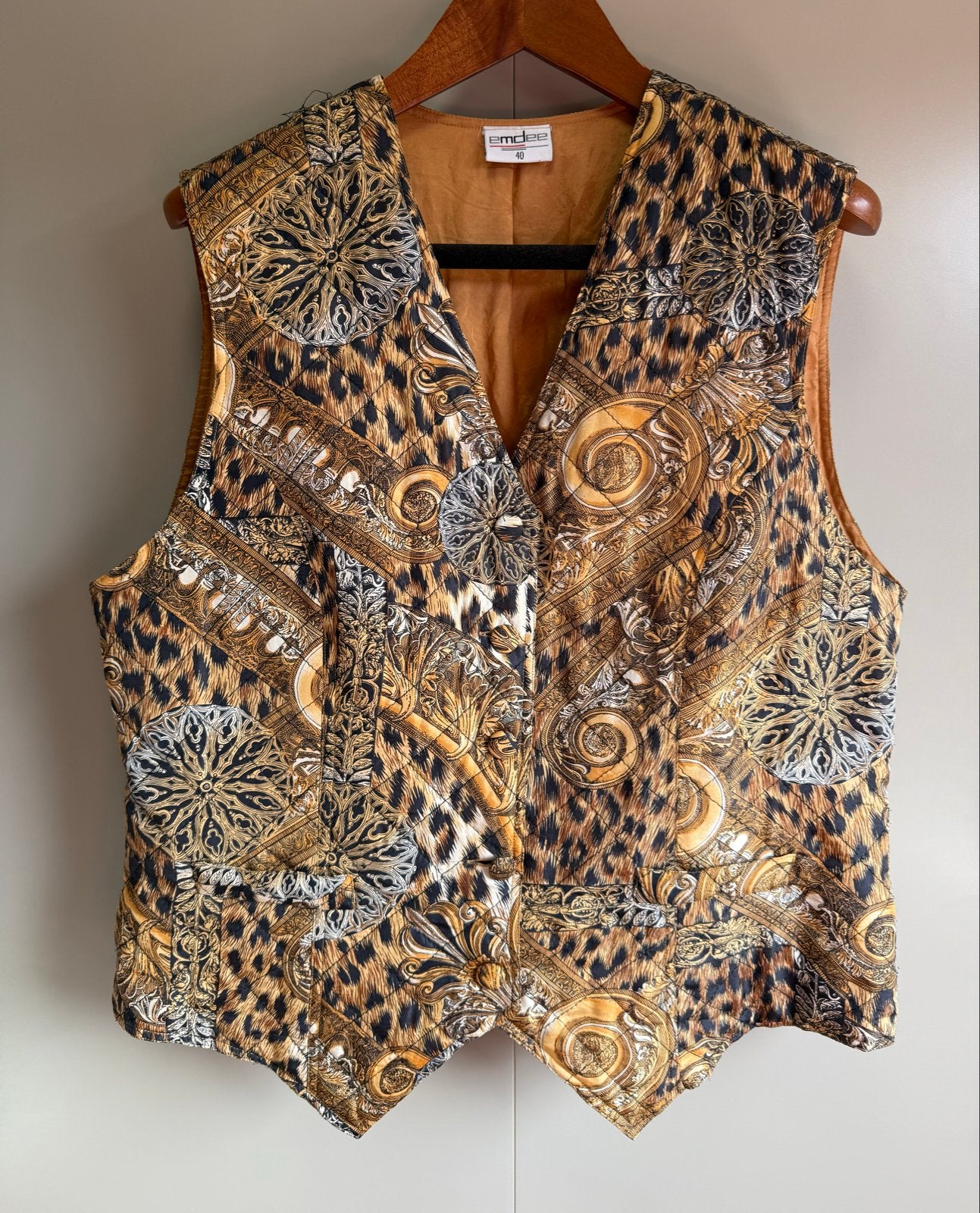 Emdee vintage Panterprint Gilet - Maat 40 - 100% zijde, Kleding | Dames, Maat 38/40 (M), Overige kleuren, Ophalen of Verzenden