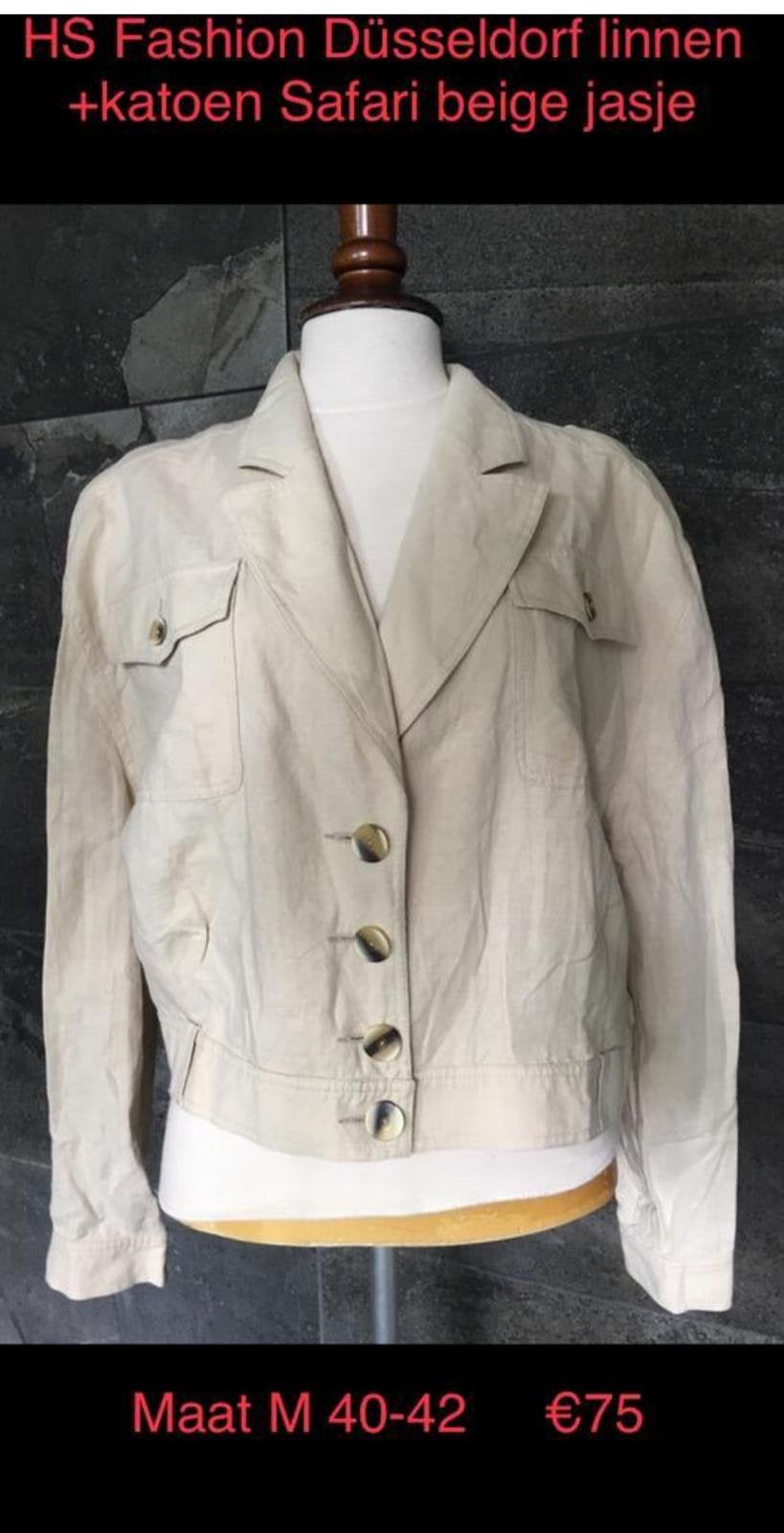HS Düsseldorf fashion linnen katoenen beige jasje Safari, Beige, Nieuw, Jasje, Ophalen