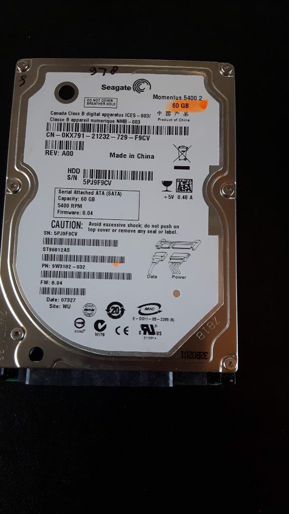 Seagate Momentus 5400.2 - 60GB 2,5"SATA [HDD-978] 9-5, Gebruikt, SATA, Ophalen of Verzenden, 60gb