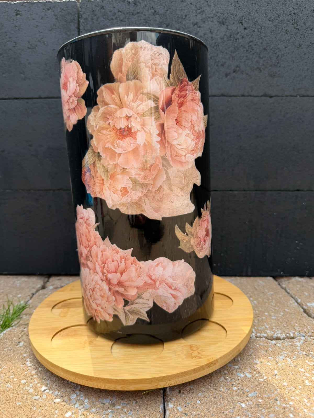 Handgemaakte decoupage vaas, Huis en Inrichting, Overige kleuren, Nieuw, Ophalen of Verzenden, Glas
