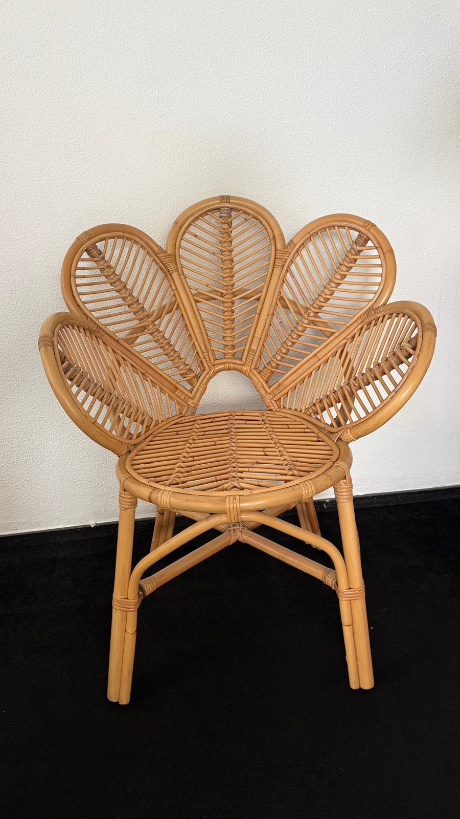 Rotan bloemstoel flower chair boho rieten fauteuil hout, Bruin, Zo goed als nieuw, Eén, Ibiza