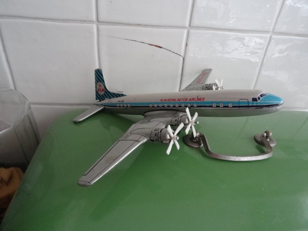 Oud blikken speelgoed KLM vliegtuig, Antiek en Kunst, Ophalen