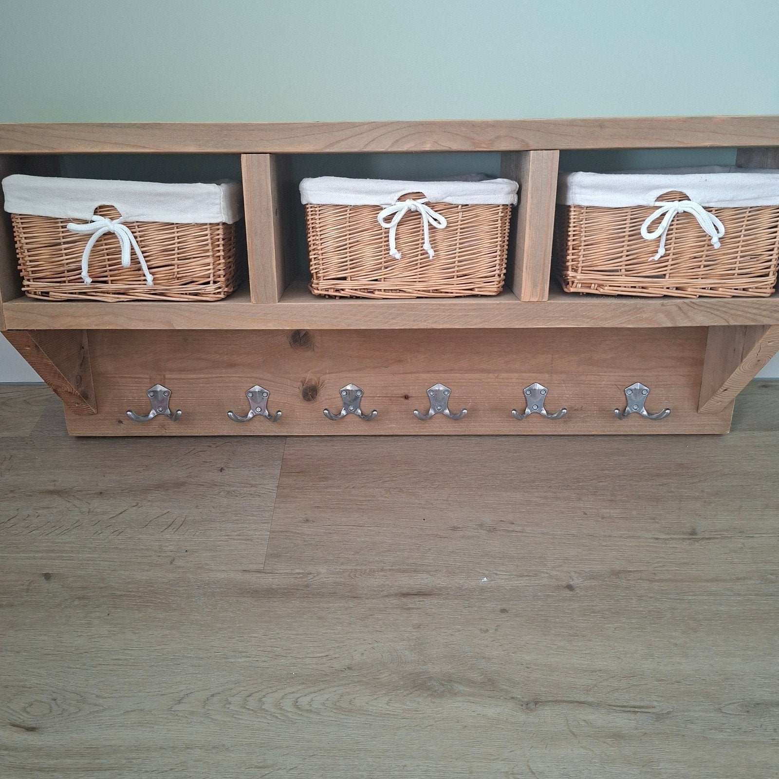 Steigerhouten wandkapstok met mandjes, Gebruikt, Minder dan 100 cm, Hout, Ophalen