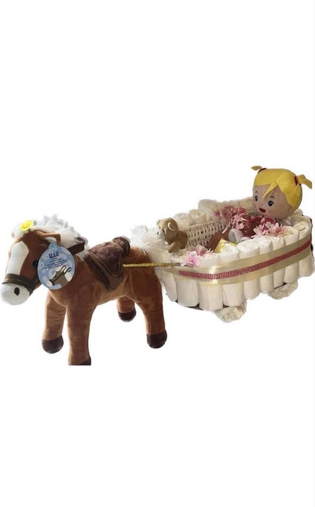 Luiertaart paard met wagen, Ophalen of Verzenden, Nieuw, Kraamcadeau