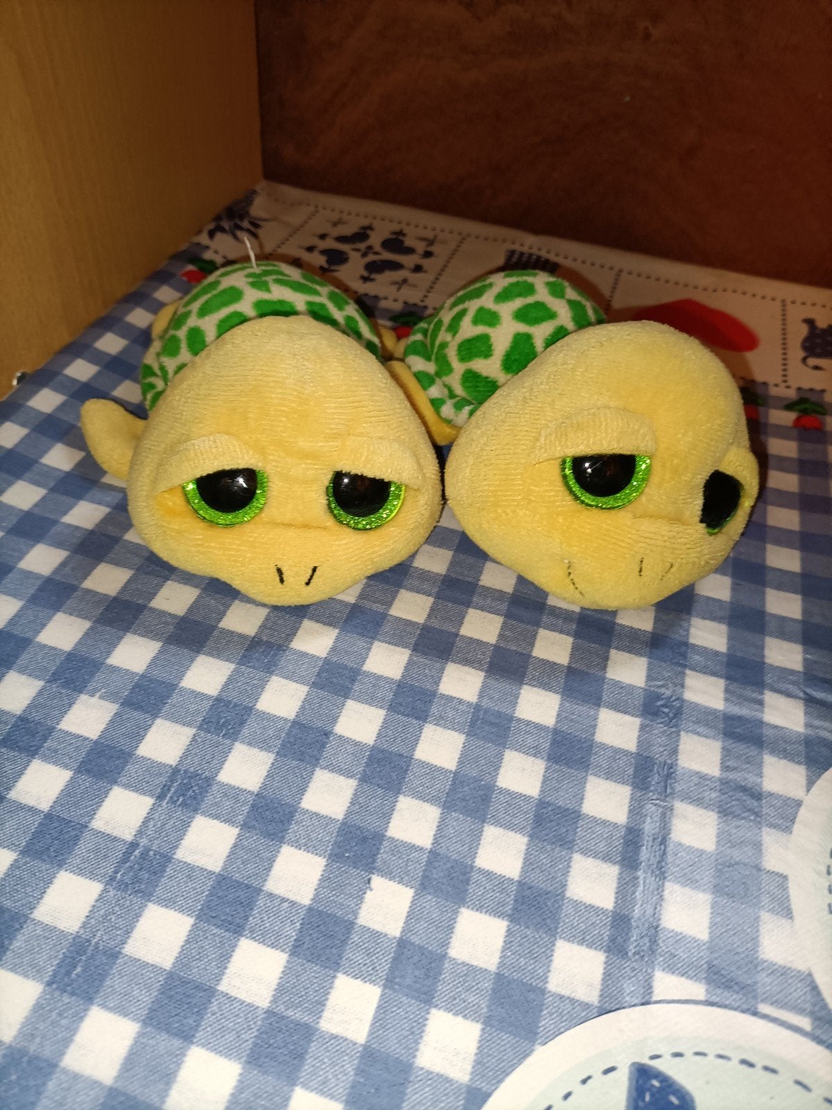 2 x schildpad knuffel Ty 15 cm groot geel met groen, Ophalen of Verzenden, Zo goed als nieuw, Overige typen