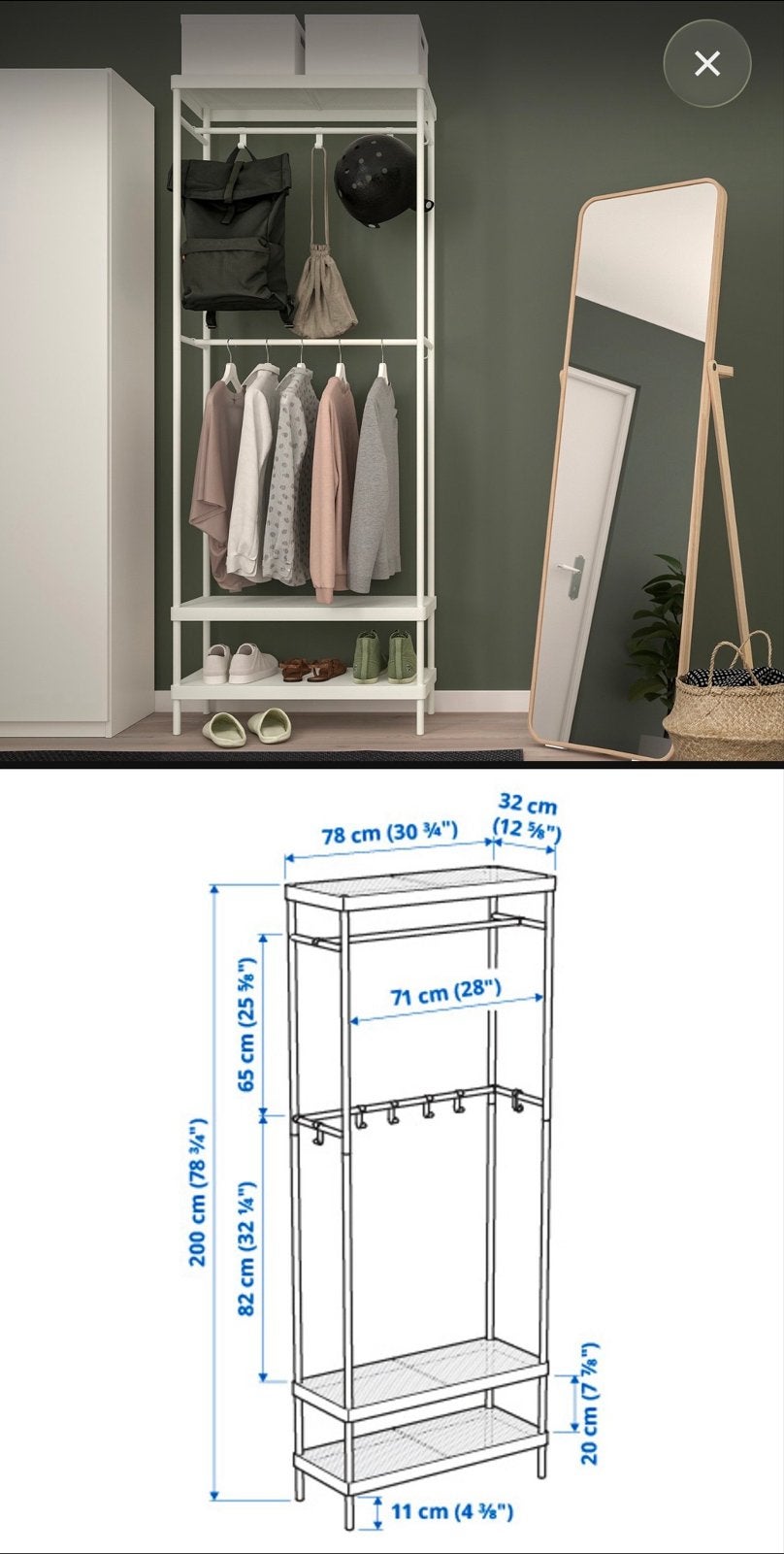 IKEA MACKAPÄR Kapstok wit, Huis en Inrichting, Woonaccessoires | Kapstokken, Gebruikt, Metaal, 150 tot 200 cm, Ophalen