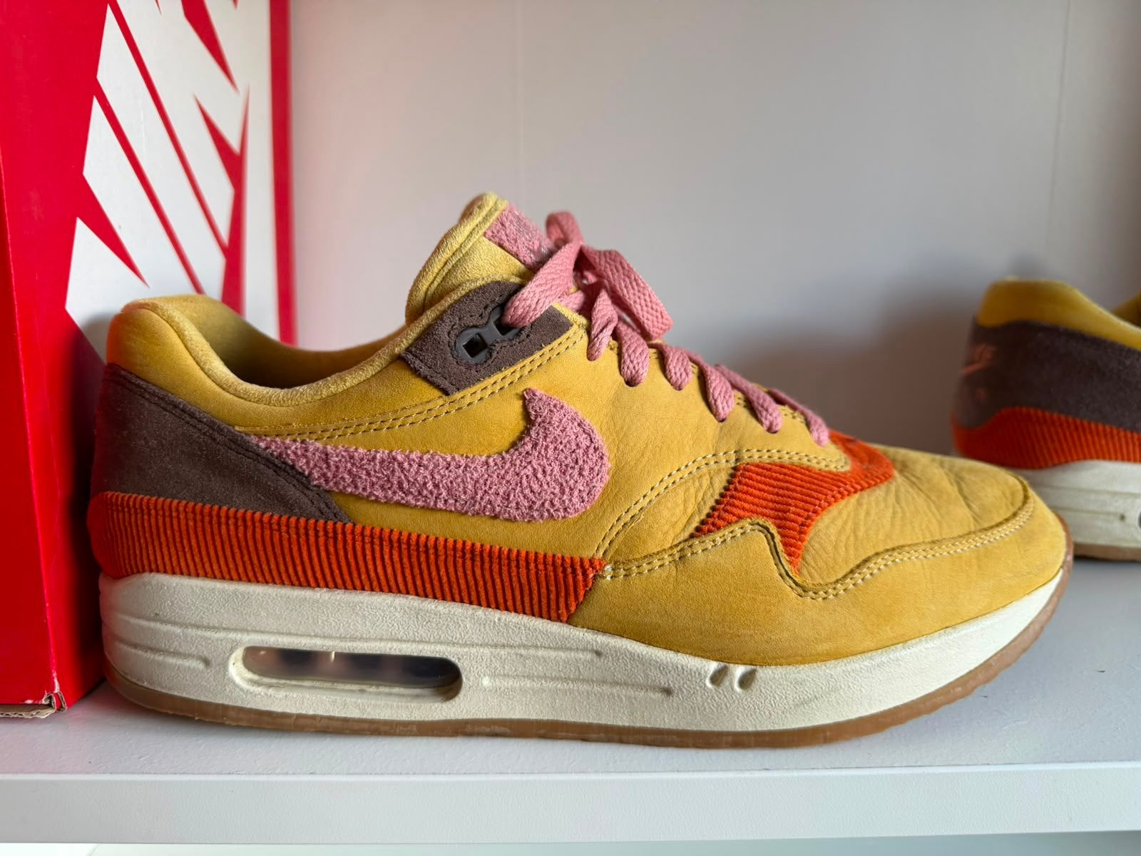 Nike Air Max 1 crepe wheat gold rust pink. Maat 45!, Overige kleuren, Ophalen of Verzenden, Sneakers of Gympen, Zo goed als nieuw