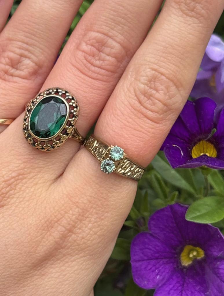 8 karaat gouden ring met groene edelsteen, Sieraden, Tassen en Uiterlijk, Ringen, Verzenden, Dame, Goud, Goud