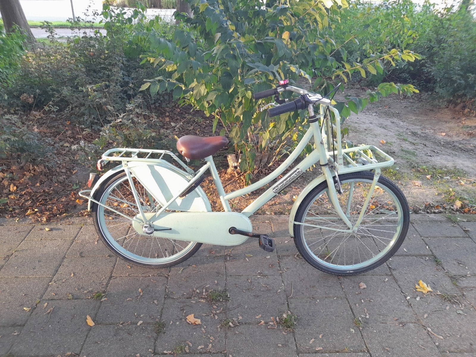 Mintgroene popal meisjes transportfiets 24 inch, 3v, Ophalen, Velgrem, Popal transport fiets, Handrem
