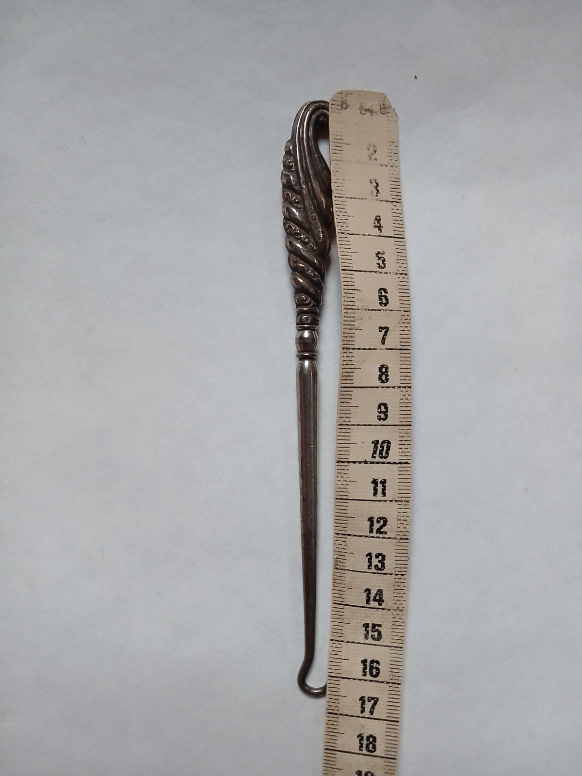 antiek zilver veterhaak corsethaak knopenhaak knoophaakje, Ophalen, Zilver
