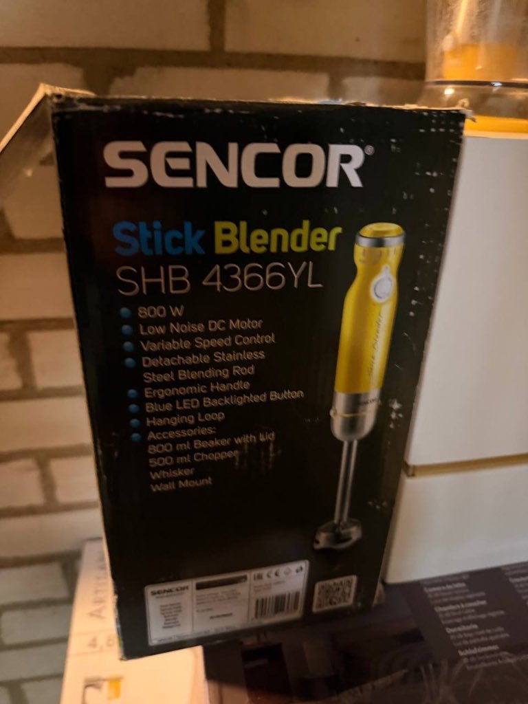 Sencor SHB 4366YL hand blender set 800W – yellow, complete, Witgoed en Apparatuur, Blenders, Ophalen, Zo goed als nieuw, Blender