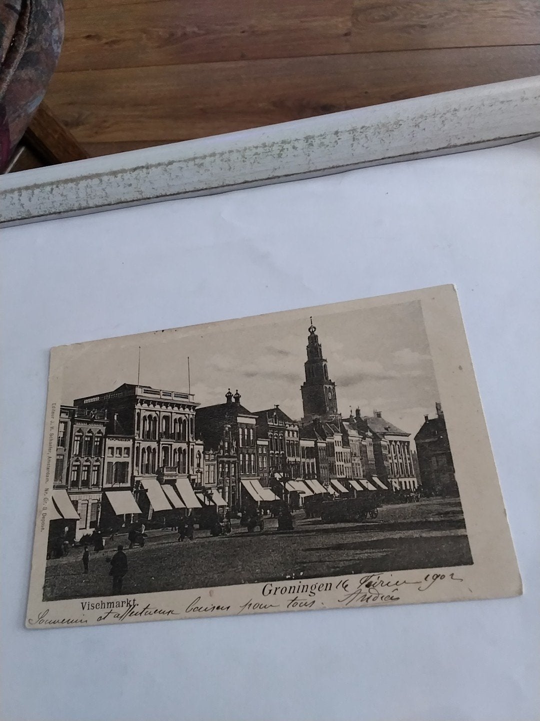 Oude briefkaart Vismarkt Groningen 1902, Ophalen of Verzenden