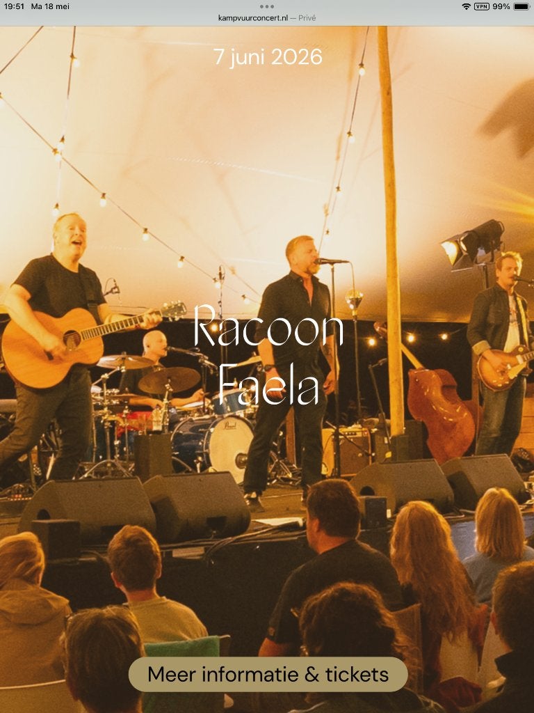 Last minute! Racoon en Faela bij Kasteel Cannenburch op 7/6, Drie personen of meer, Juni