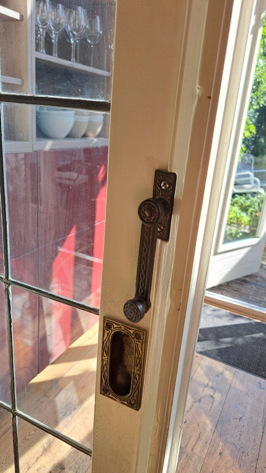 Antieke schuifdeuren met glas-in-lood, Ophalen, Gebruikt, 120 cm of meer, Binnendeur