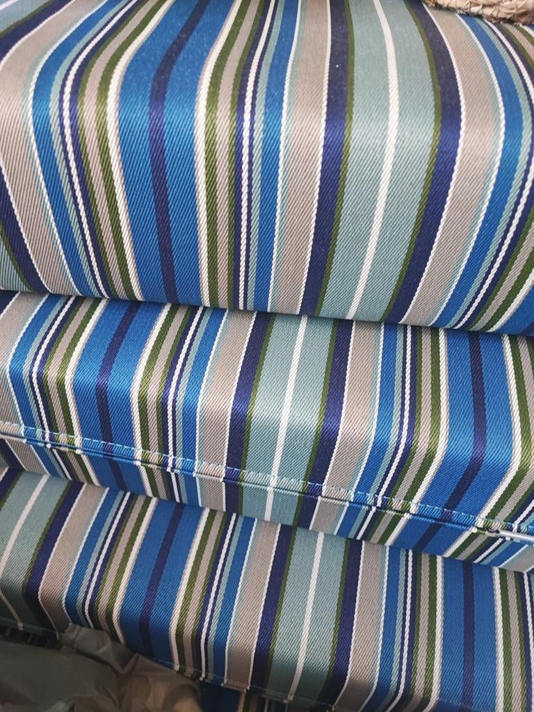 Blauw gestreepte tuinkussens, Ophalen, Gebruikt, Blauw, Rechthoekig
