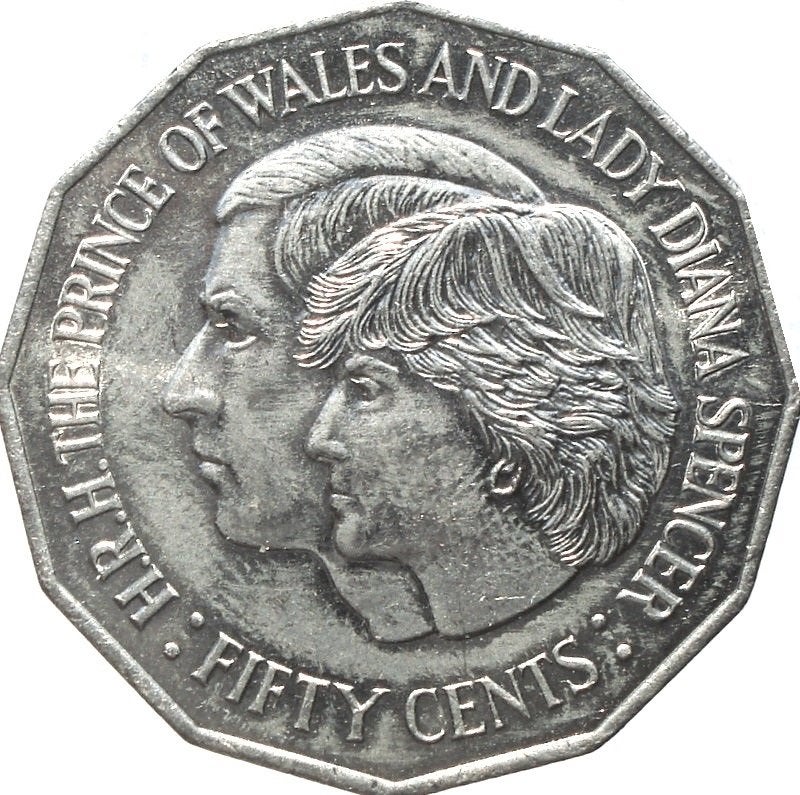 Australië 50 cent 1981 (UNC, Prince of Wales en Lady Diana), Ophalen of Verzenden, Losse munt