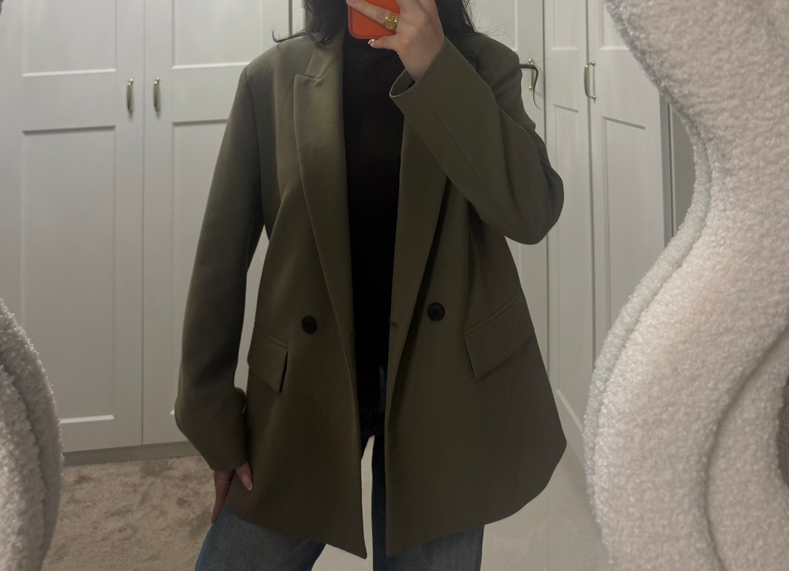 Olijfgroene Blazer, Ophalen of Verzenden, Gedragen, Maat 42/44 (L), Groen