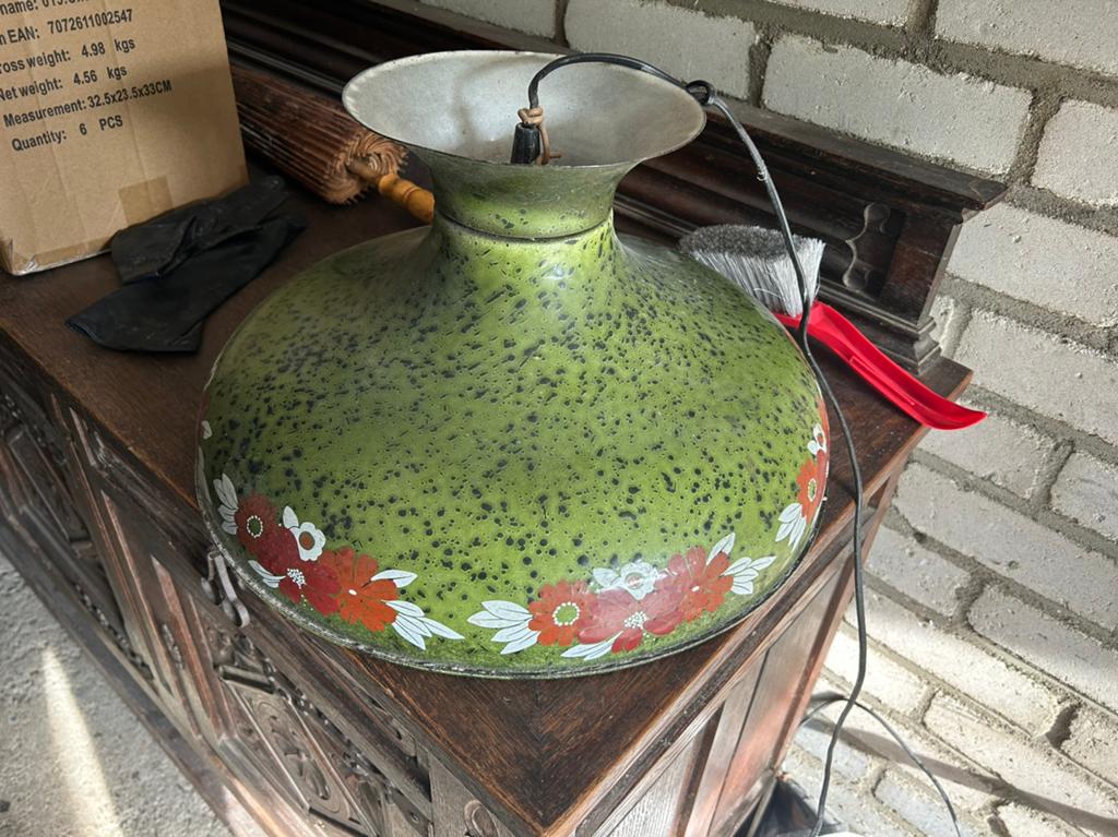 Groene emaille hanglamp, Ophalen of Verzenden