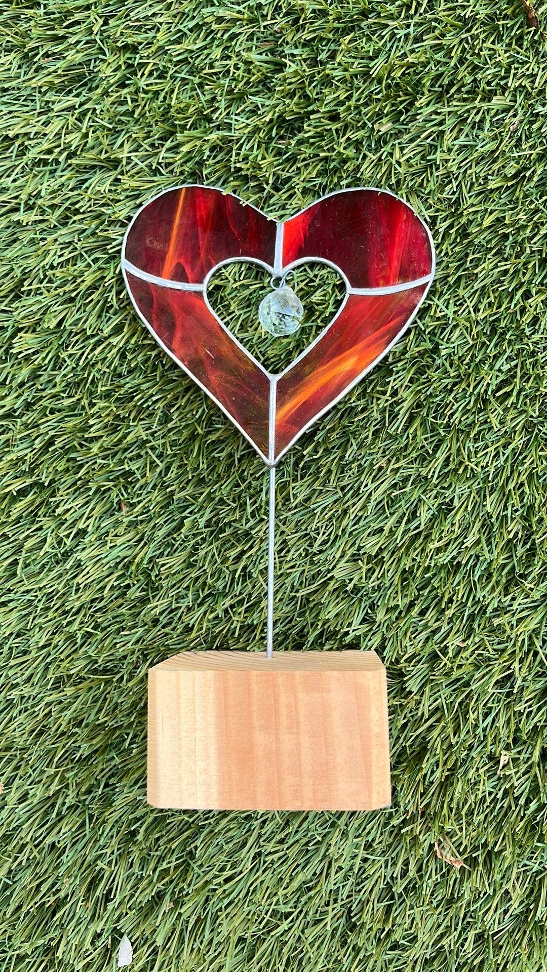 Hart van glas in lood, Antiek en Kunst, Antiek | Glas en Kristal, Ophalen of Verzenden