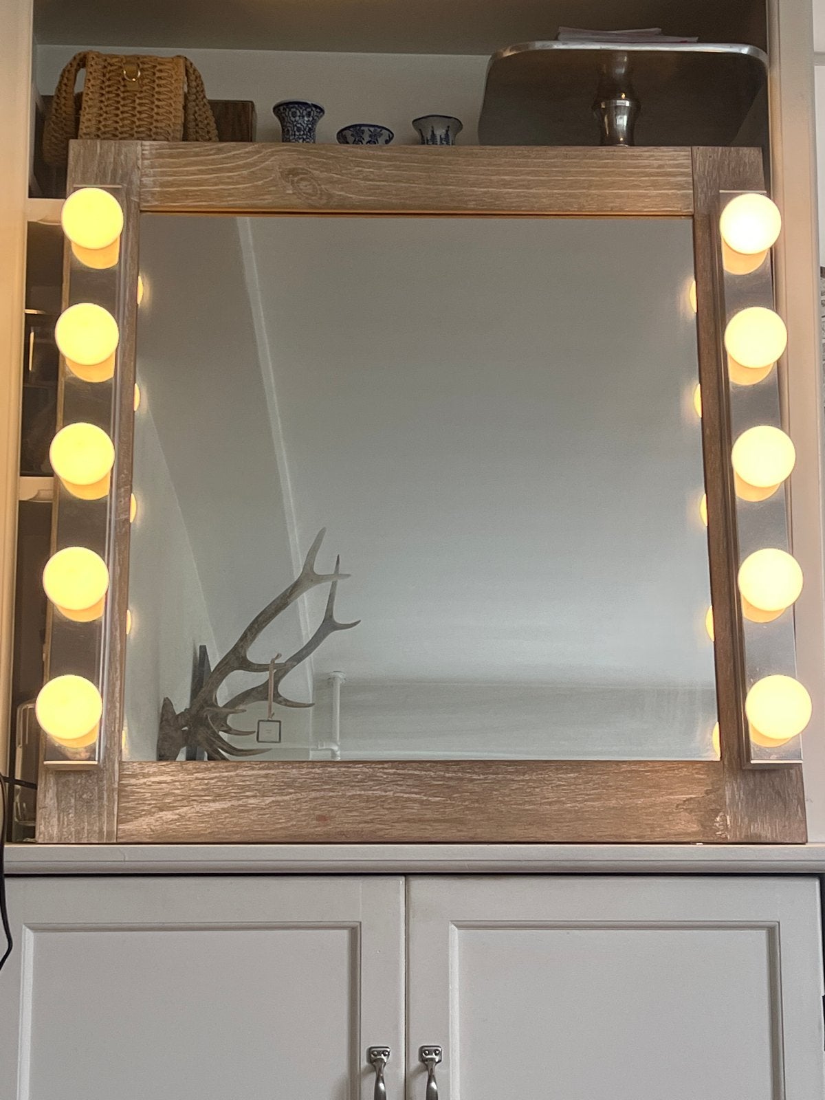 Visagie spiegel / make-up spiegel met 10 lampjes, Ophalen, Gebruikt, Vierkant, Minder dan 100 cm