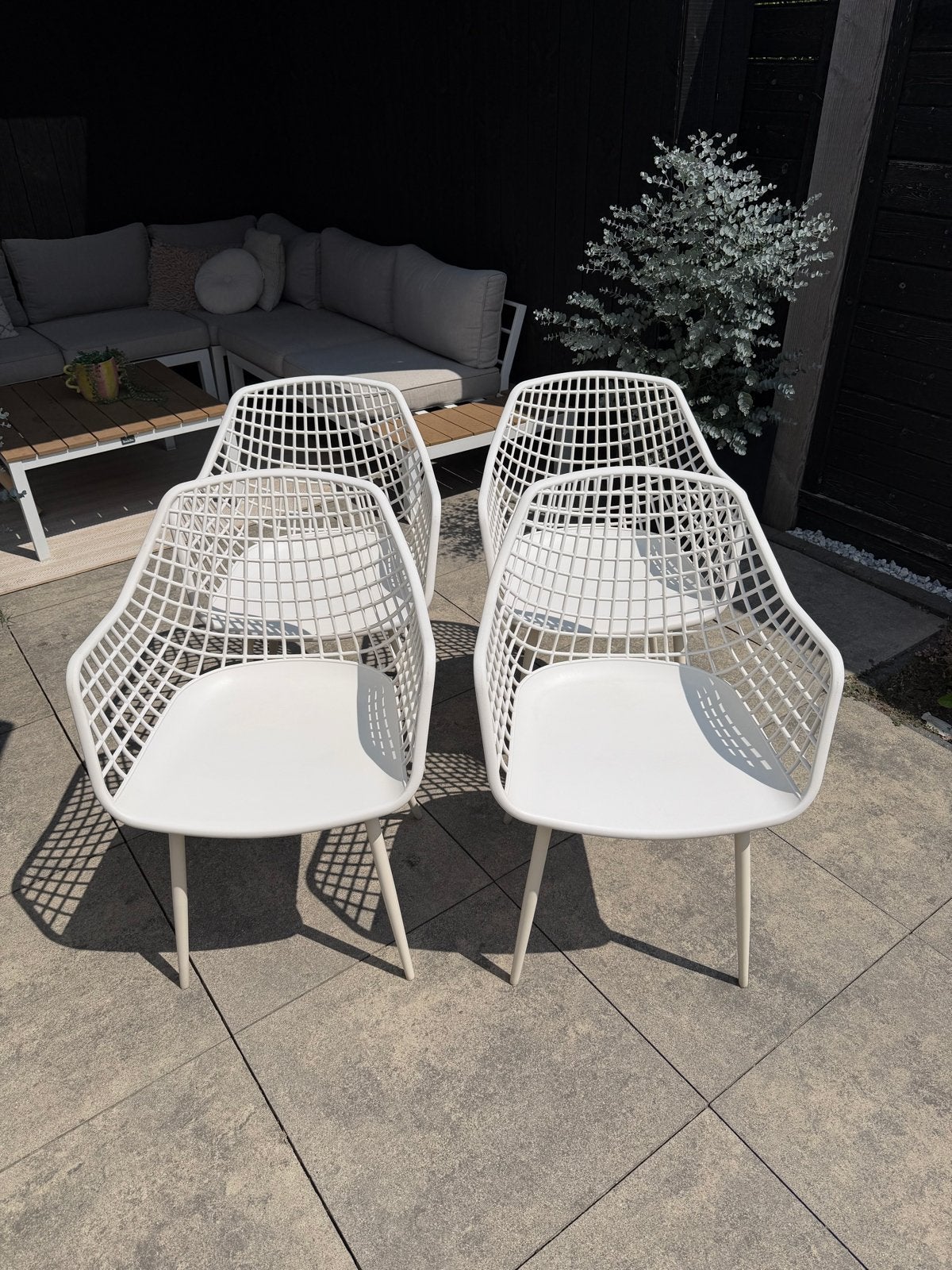 4 Kwantum webbing stoelen wit, Ophalen, Kunststof, Wit, Zo goed als nieuw