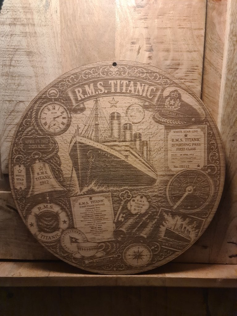 Titanic RMS 1912 – Unieke houten wanddecoratie – 30 cm, 30 cm, 30 cm, Hout, Vintage