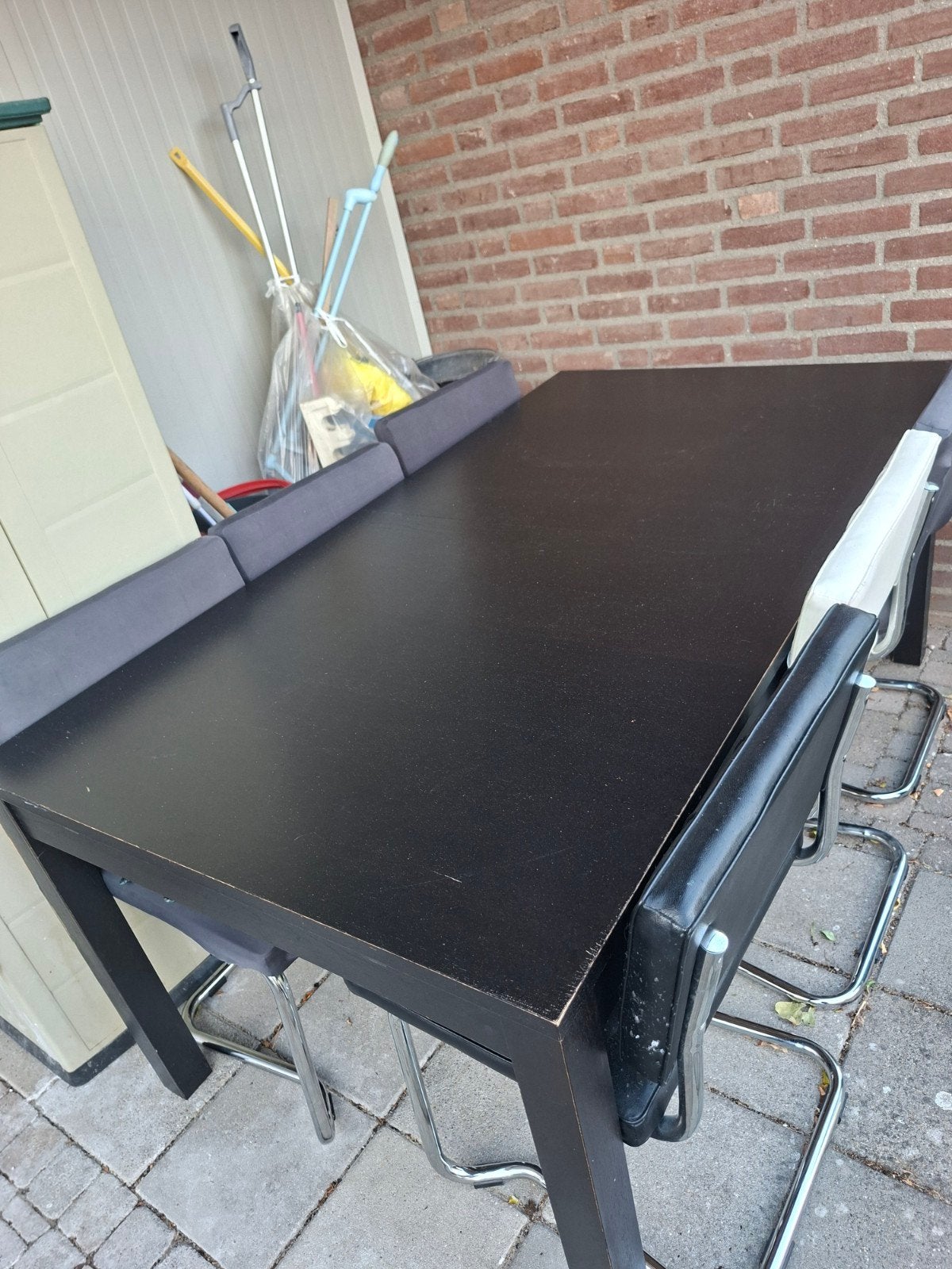 Eettafel met stoelen gratis af te halen, Ophalen, Gebruikt, 50 tot 100 cm, Vijf personen of meer