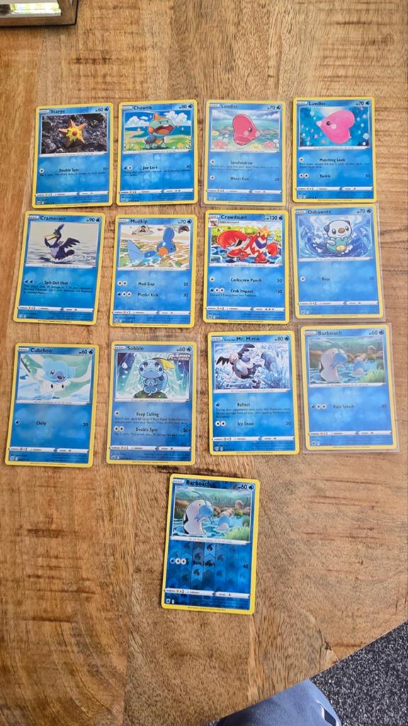 Pokémon Kaarten Water Type Collectie - 12 Stuks, Ophalen of Verzenden, Gebruikt, Meerdere kaarten