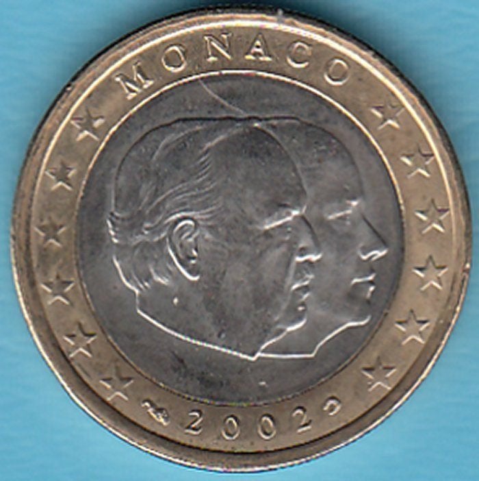Monaco 1 euro Rainier III 2002 UNC in munthouder, Ophalen of Verzenden, Monaco, 1 euro, Losse munt