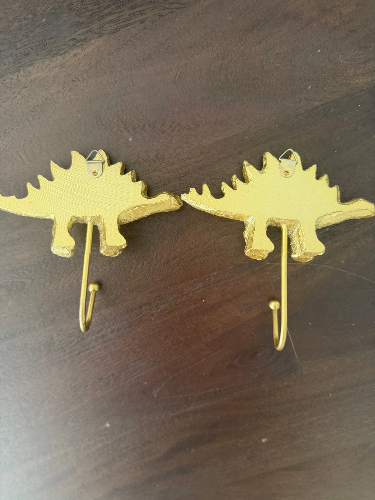 Gouden dinosaurus wandhaken (set van 2), Ophalen, Gebruikt, Wandhaken, Minder dan 100 cm
