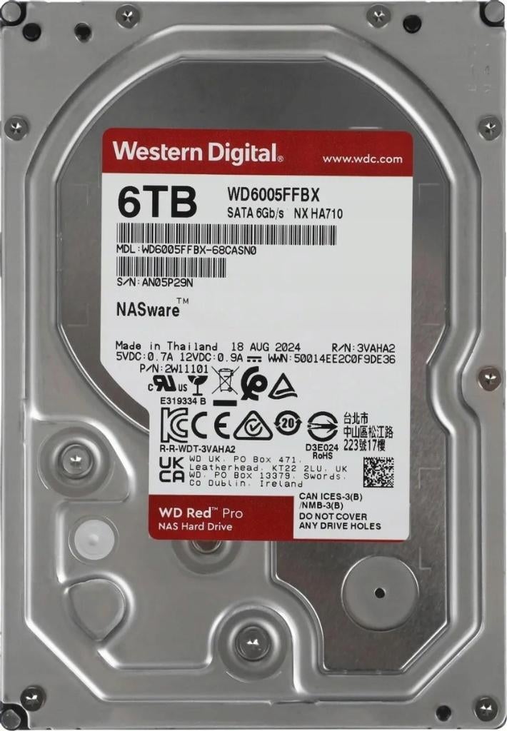 WD Red Pro 6Tb Sata (2 op voorraad), Computers en Software, Harde schijven, Intern, Gebruikt, Western Digital, Desktop