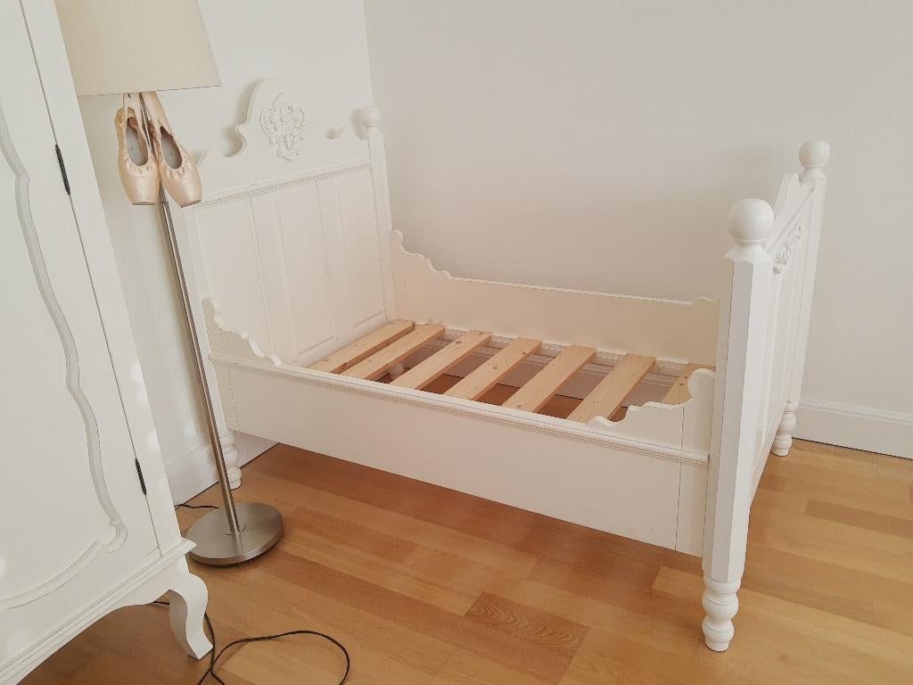 Opsetims wit hout peuterbed 150cm + kinderbed 200cm meisje, Ophalen, 85 tot 100 cm, Zo goed als nieuw, Lattenbodem