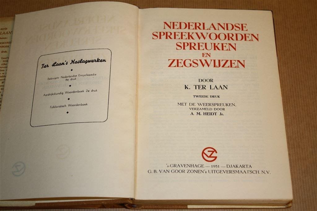 Ned. spreekwoorden, spreuken... K. ter Laan. 1951., Boeken, Ophalen of Verzenden, Gelezen, Van Dale