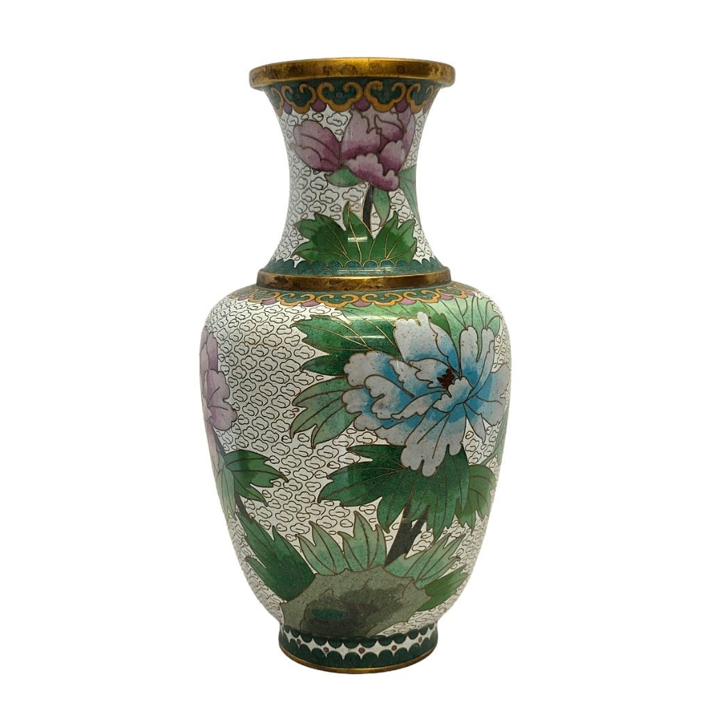 Chinese cloisonné vaas met lotusbloemen, Ophalen of Verzenden