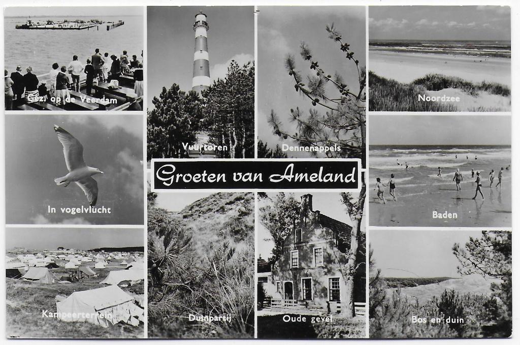 Ameland Oude Gelopen Ansichtkaart ( B5108 ), Verzamelen, Ansichtkaarten | Nederland, Ophalen of Verzenden, 1940 tot 1960, Gelopen