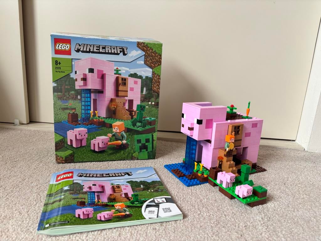 LEGO Minecraft Het Varkenshuis 21170 Complete set, Minecraft, Lego, Ophalen of Verzenden, Zo goed als nieuw