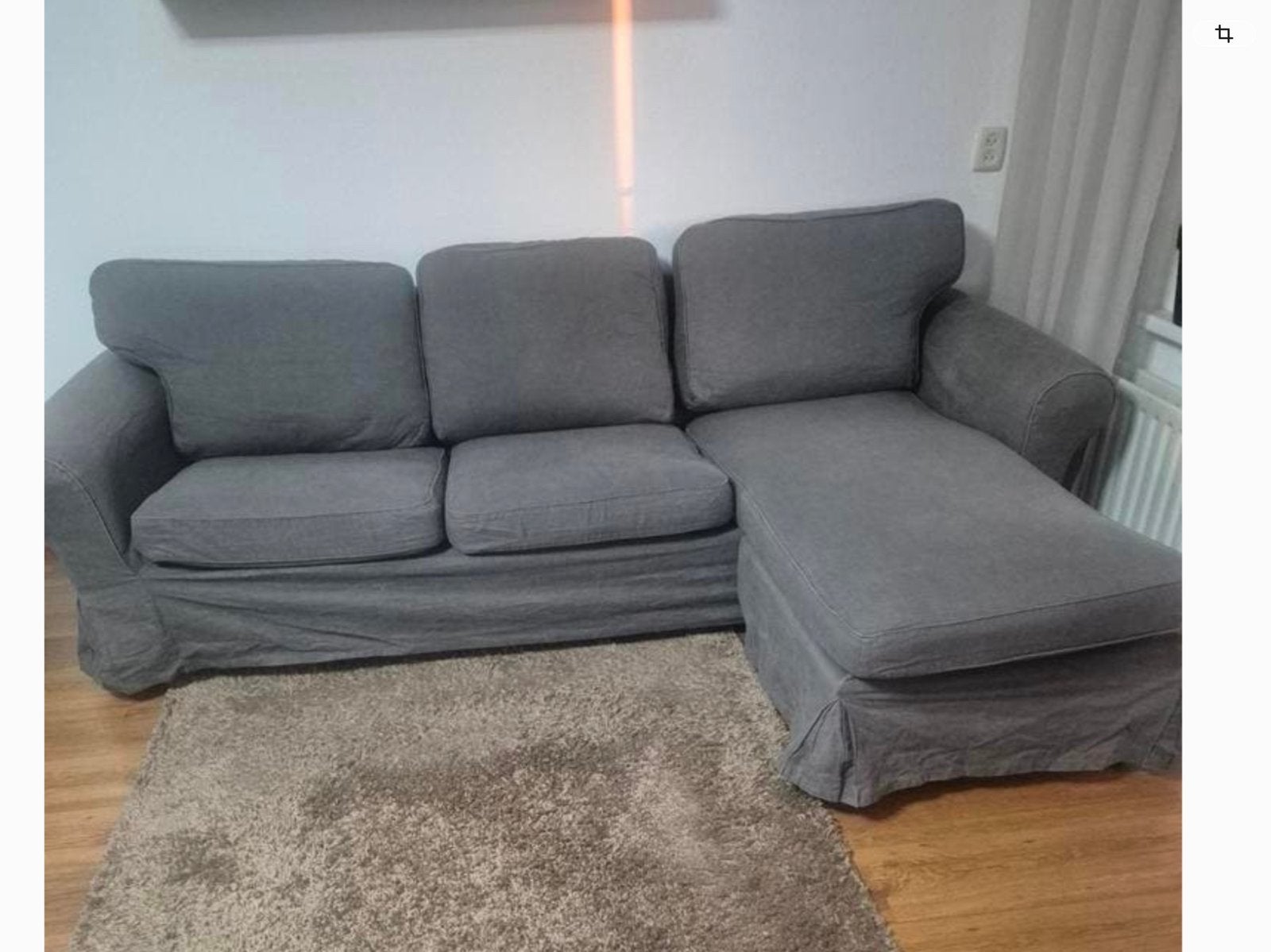 Ektorp bank met chaise longue en hocker grijs, Huis en Inrichting, Ophalen, Gebruikt