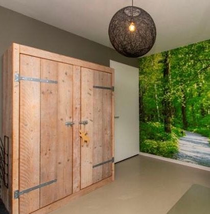Steigerhouten kasten en bed, Huis en Inrichting, Slaapkamer | Complete slaapkamers, Ophalen, Gebruikt, Tweepersoons