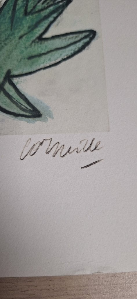Corneille - Vliegende vis en figuren (gesigneerd), Ophalen, Lithografie, Dieren en Natuur, Gelimiteerde oplage