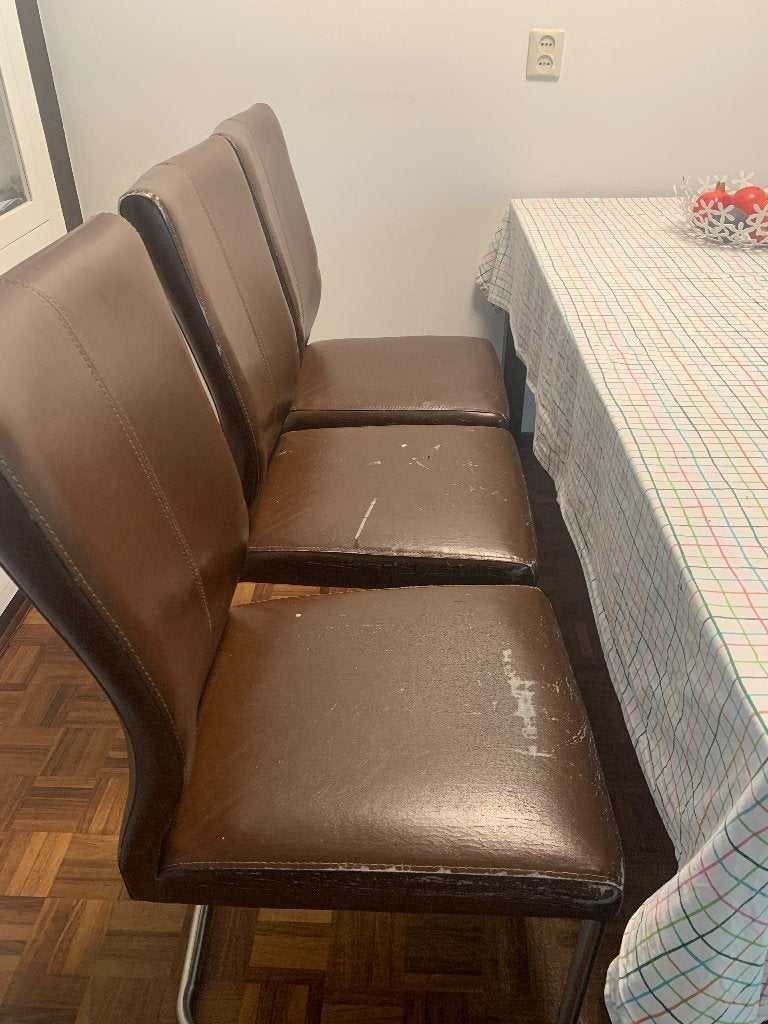 6 Karwei stoelen, Ophalen, Gebruikt, Bruin, Leer