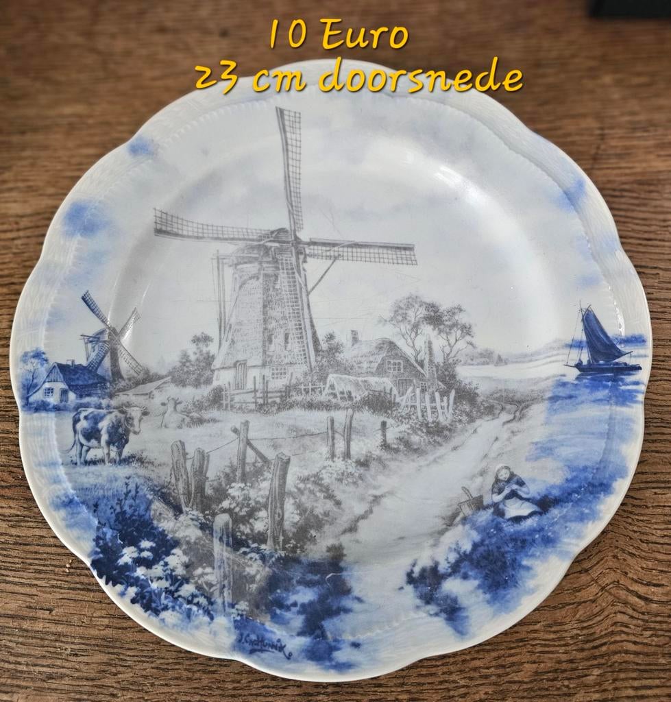 Vintage Delfts aardewerk borden - De Spinsters & Molens, Ophalen
