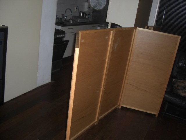 vierluik houten kamerscherm werkplek afscheiding 2 stuks, Ophalen, Gebruikt