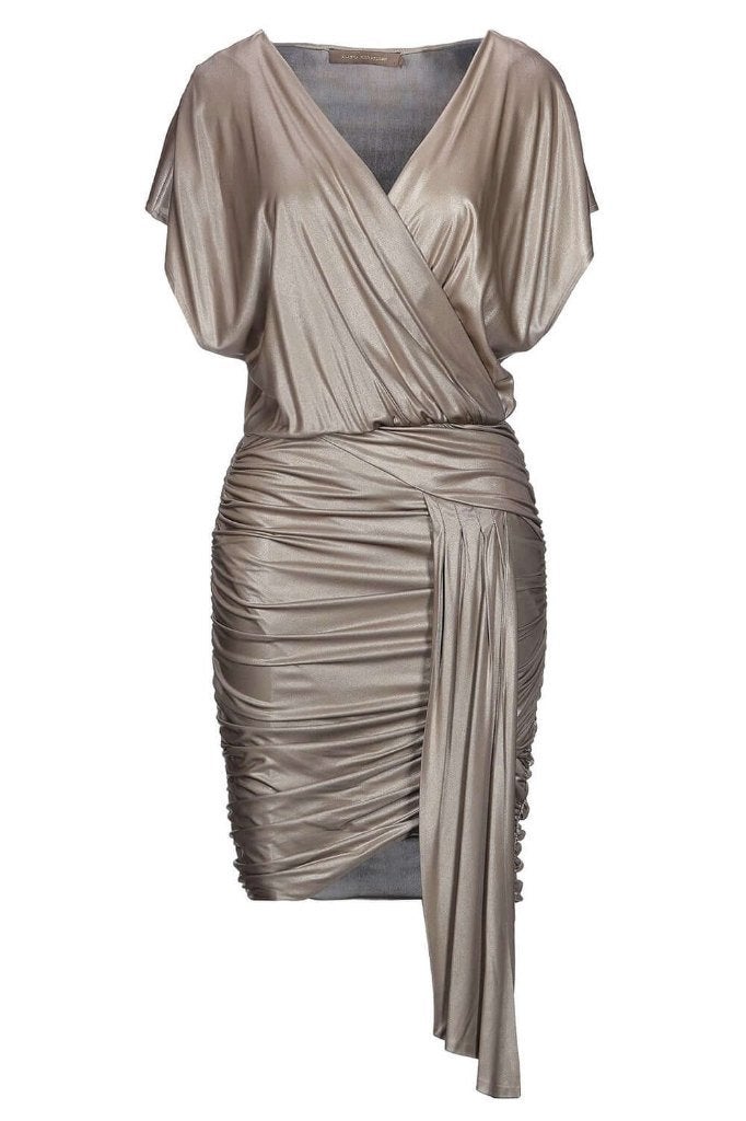 RRP455€,  SIMONA CORSELLINI Mini Draped Dress IT42, Maat 38/40 (M), Verzenden, Simona Cocelini, Nieuw