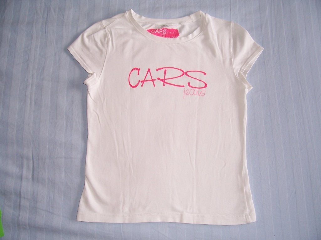 Leuk wit shirt merk Cars maat 122-128, Meisje, Ophalen of Verzenden, Zo goed als nieuw, Shirt of Longsleeve