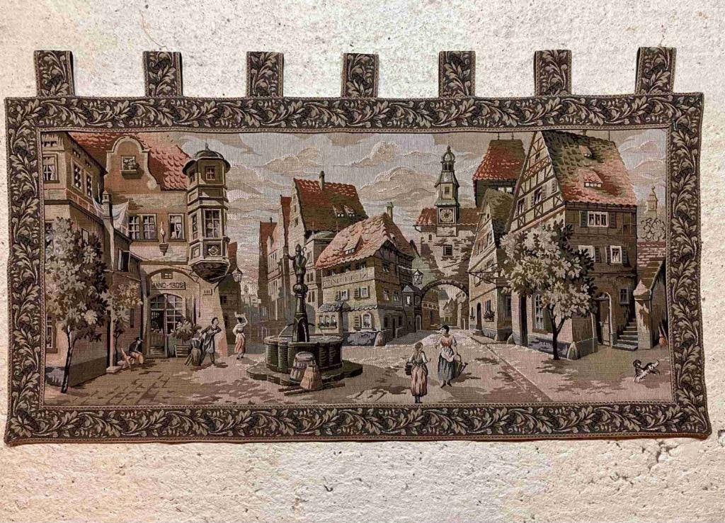 Wandkleed gobelin 18e eeuw Duits dorpsplein 118/66, Groen, Gebruikt, Djt@dejuistetoon.eu, Ophalen of Verzenden